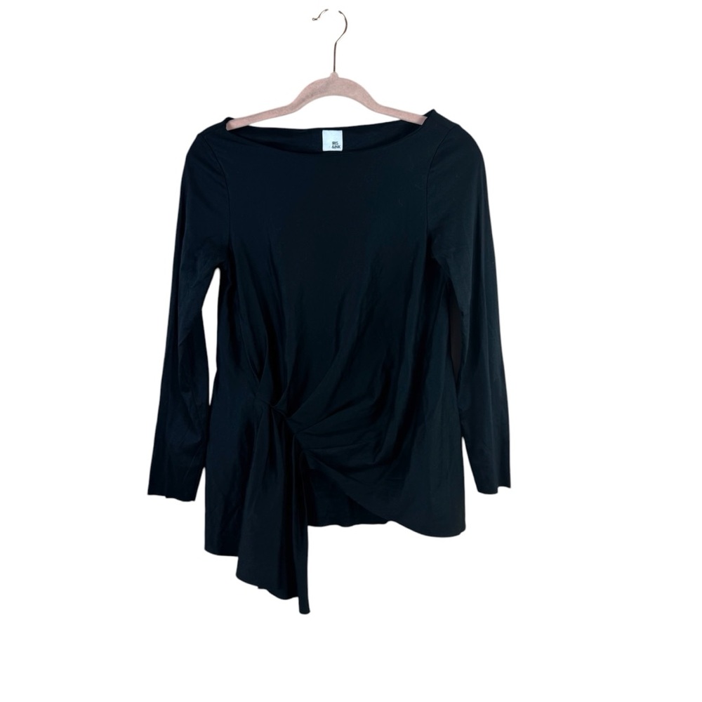 IRIS & INK womens size XS black asymmetrical lagenlook boat neck long sleeve top